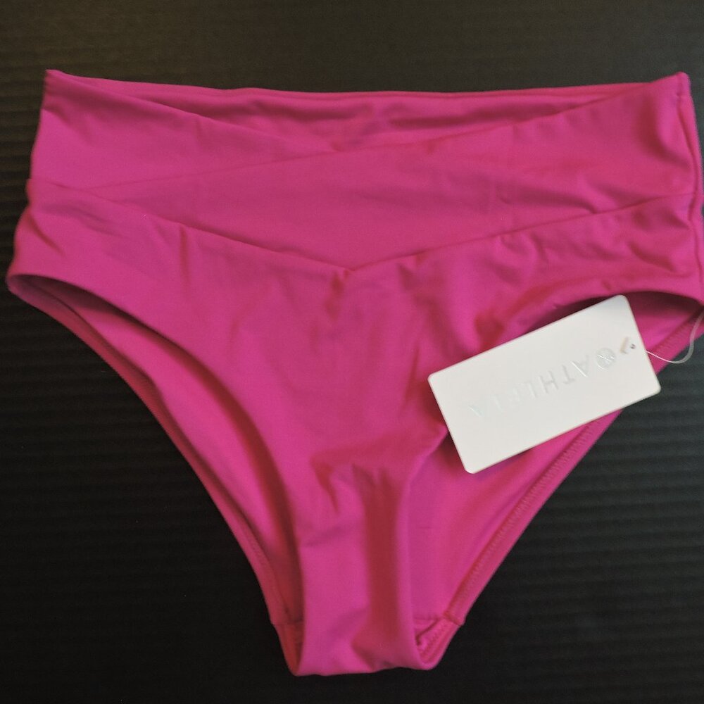 Athleta Bright Pink Small High waist bikini bottoms
